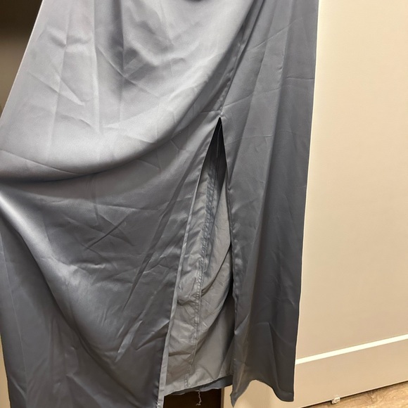 Azazie A14 dusty blue satin dress, only worn once - Picture 2 of 6